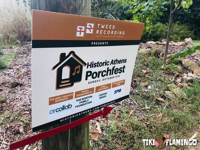 Abundant clear signage made navigating Athens Porchfest very easy. 